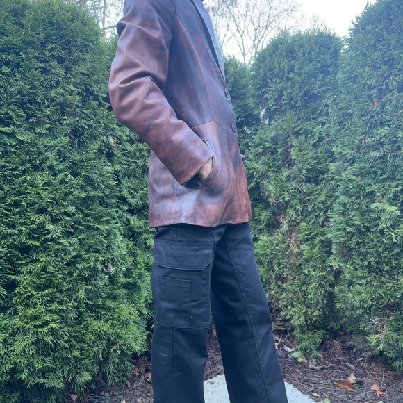 Brown blazer style leather jacket - Picture 2 of 7